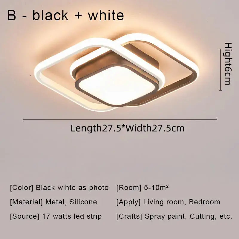 Modern black and gold led chandelier ceiling light with sleek layered square design made of metal and silicone decorbites black led