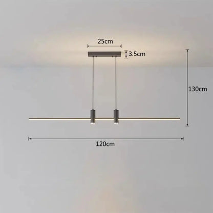 Modern black gold led chandelier dining room pendant light with matte black cylindrical fixtures and rectangular mount