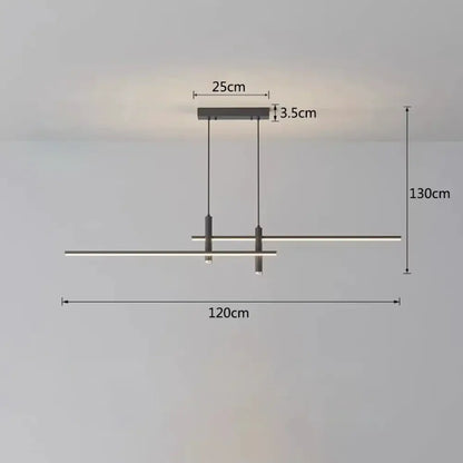 Modern black gold led chandelier with two horizontal led bars suspended from a rectangular metal fixture for gold led dining decorbites black gold