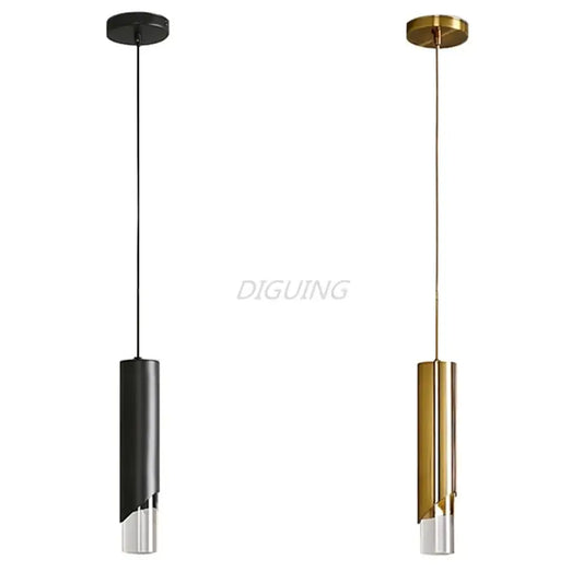 Modern black and gold led pendant light with clear glass bases made of high-quality die-cast aluminum