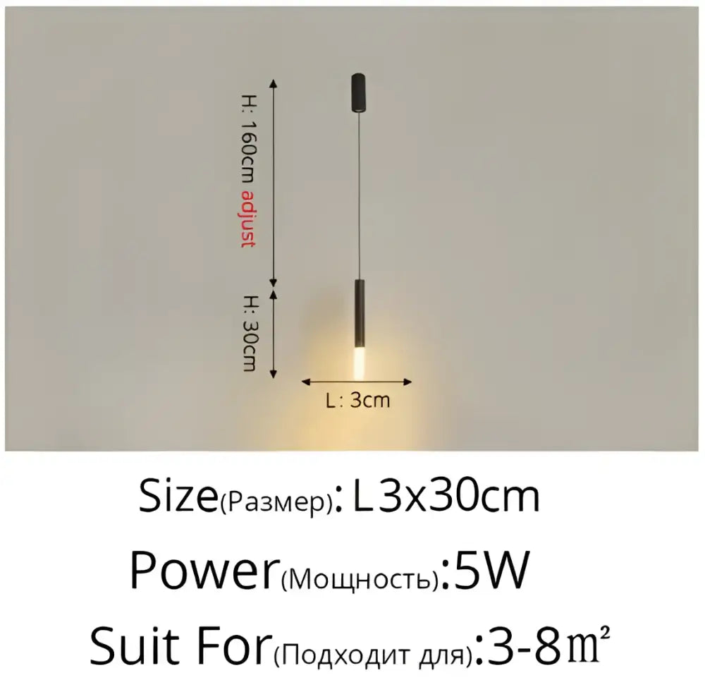 A sleek black cylindrical decorbites led pendant light with adjustable height for modern home décor lighting