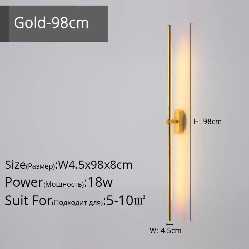 Gold-finished minimalist wall lamp with sleek vertical bar and rectangular backplate decorbites led strip wall light