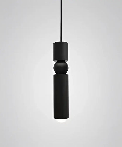 Modern black gold led tube pendant lamp with black cylindrical matte finish and spherical connector for kitchen decorbites black gold
