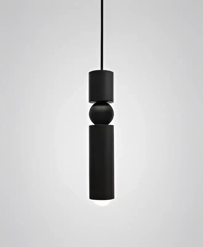 Modern black gold led tube pendant lamp with black cylindrical matte finish and spherical connector for kitchen decorbites black gold