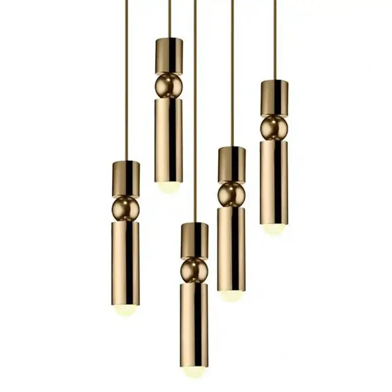 Modern black gold led tube pendant lamp with brass cylindrical and spherical elements for kitchen decorbites black gold lighting