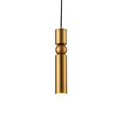 Modern black gold led tube pendant lamp with brushed gold finish and cylindrical stacked geometric design decorbites black gold