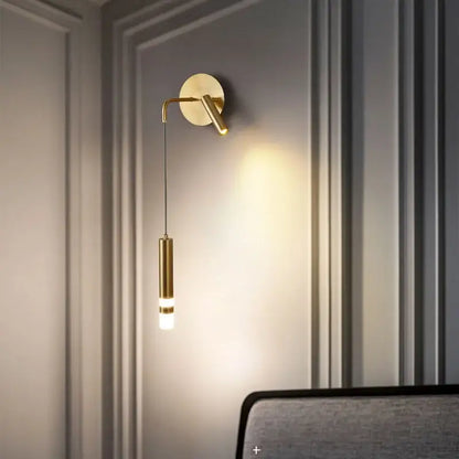 Modern black and gold led wall lamp with gold-toned minimalist wall sconce and cylindrical led light by decorbites gold led