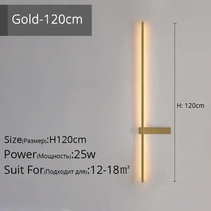 Modern black and gold led wall lamp with sleek linear design and integrated led lighting for living room minimalist sconce