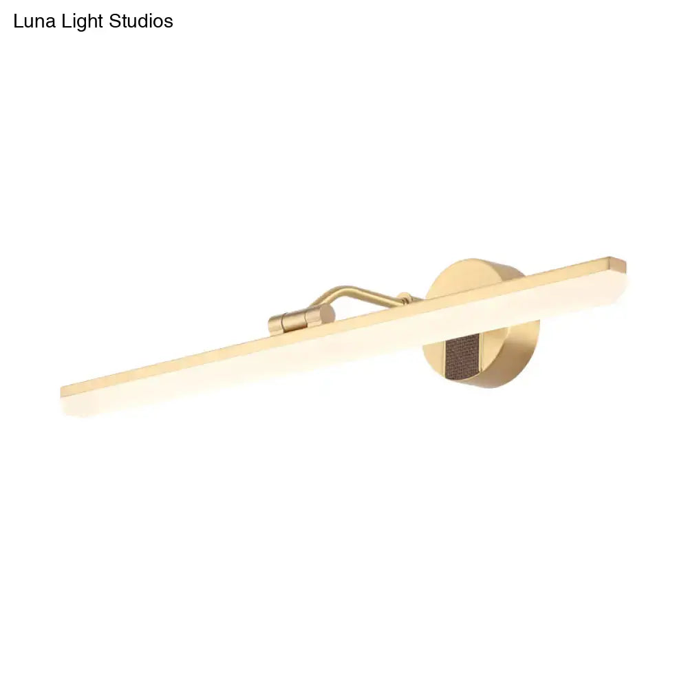 Modern black and gold wall light with gold-finished rectangular bar and circular base 110v-120v bathroom fixture