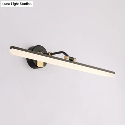 Modern black and gold wall light with elongated rectangular led panel 110v-120v bathroom inch fixture