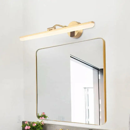 Gold-toned rectangular modern wall light with frosted glass diffuser black and gold led bathroom fixture 110v-120v