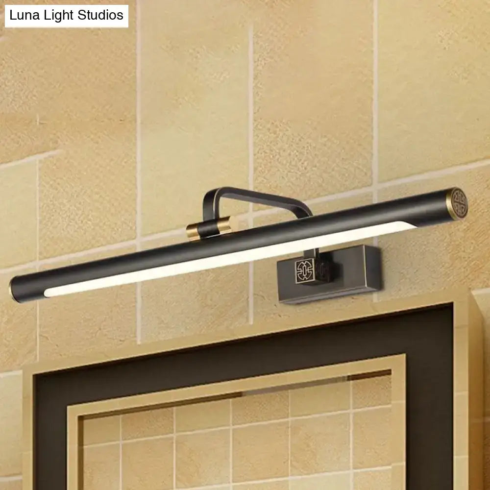 Modern black and gold led wall light with bronze finish and sleek cylindrical bulb base for bathroom vanity use