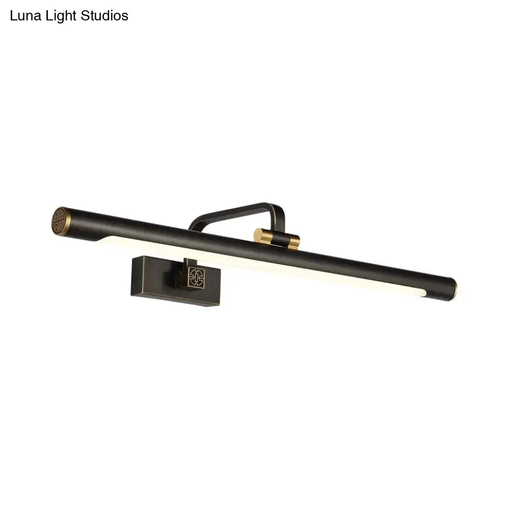 Modern black and gold wall light with bronze finish and sleek led design for bathroom vanity in vintage style
