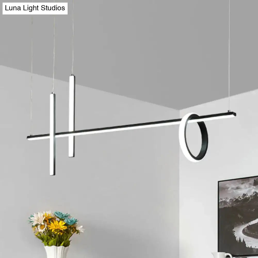 Decorbites modern black linear island led pendant light with sleek black and white geometric design 220v-240v 110v-120v