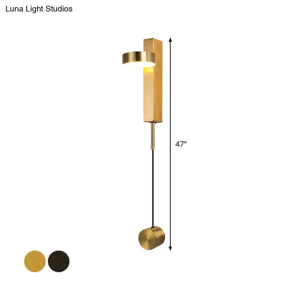 Gold-finished modern black and gold metallic wall lighting flush mount wall sconce with rectangular and spherical design