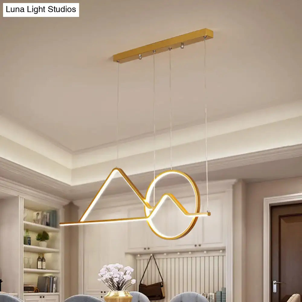 DecorBites™ black gold pendant chandelier with minimalist mountain design and wooden mount for dining room 220v-240v 110v-120v
