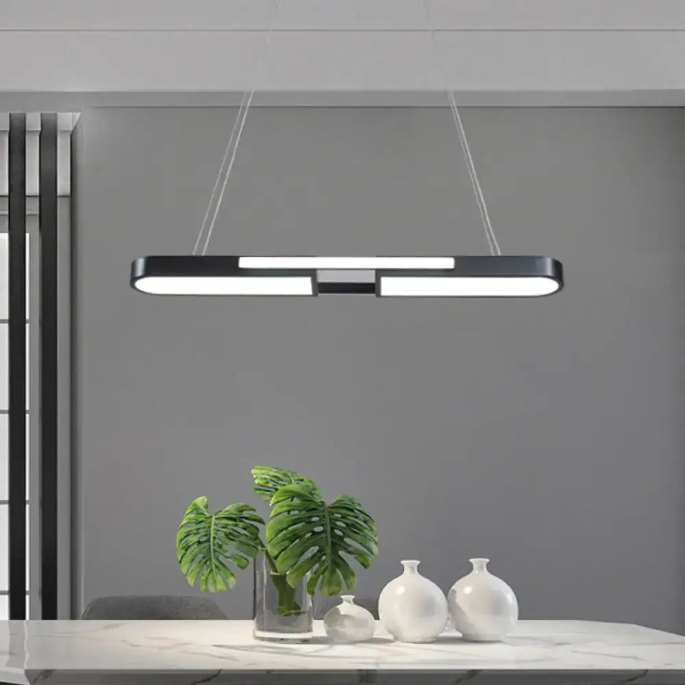 Modern black oblong acrylic pendant light with sleek led strips warm white 110v-120v 220v-240v for dining room