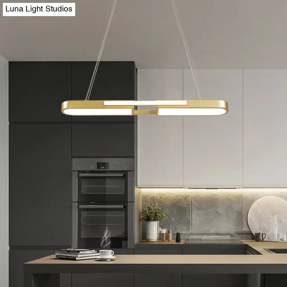 Modern gold-toned oblong acrylic pendant light with warm white led for kitchen island 110v-120v 220v-240v use