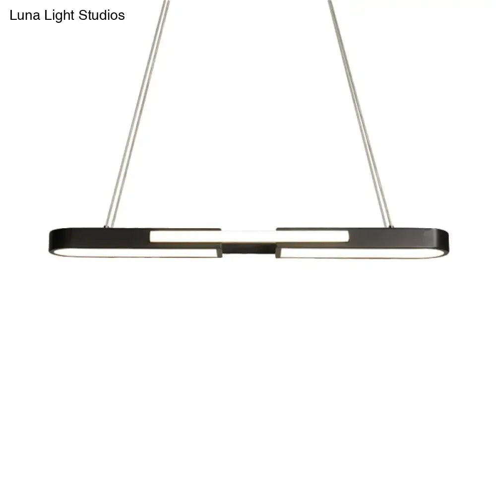 Modern black oblong acrylic pendant light with warm white led and sleek metallic chains for dining room 110v-120v 220v-240v
