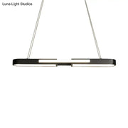 Modern black oblong acrylic pendant light with warm white led and sleek metallic chains for dining room 110v-120v 220v-240v