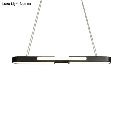 Modern black oblong acrylic pendant light with warm white led and sleek metallic chains for dining room 110v-120v 220v-240v