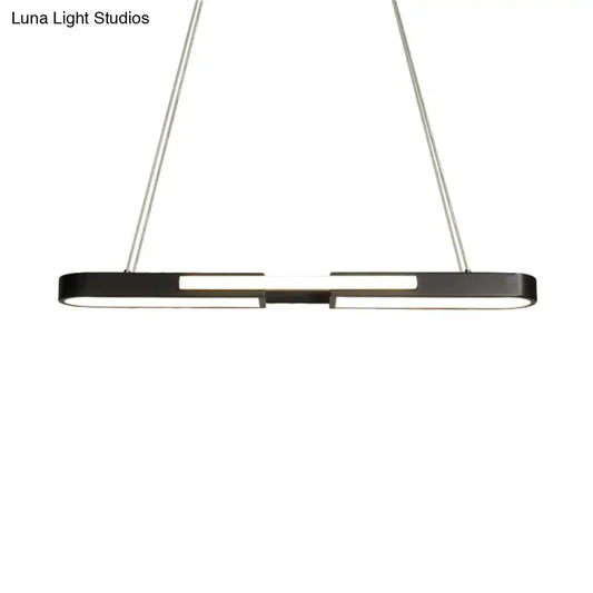 Modern black oblong acrylic pendant light with warm white led and sleek metallic chains for dining room 110v-120v 220v-240v