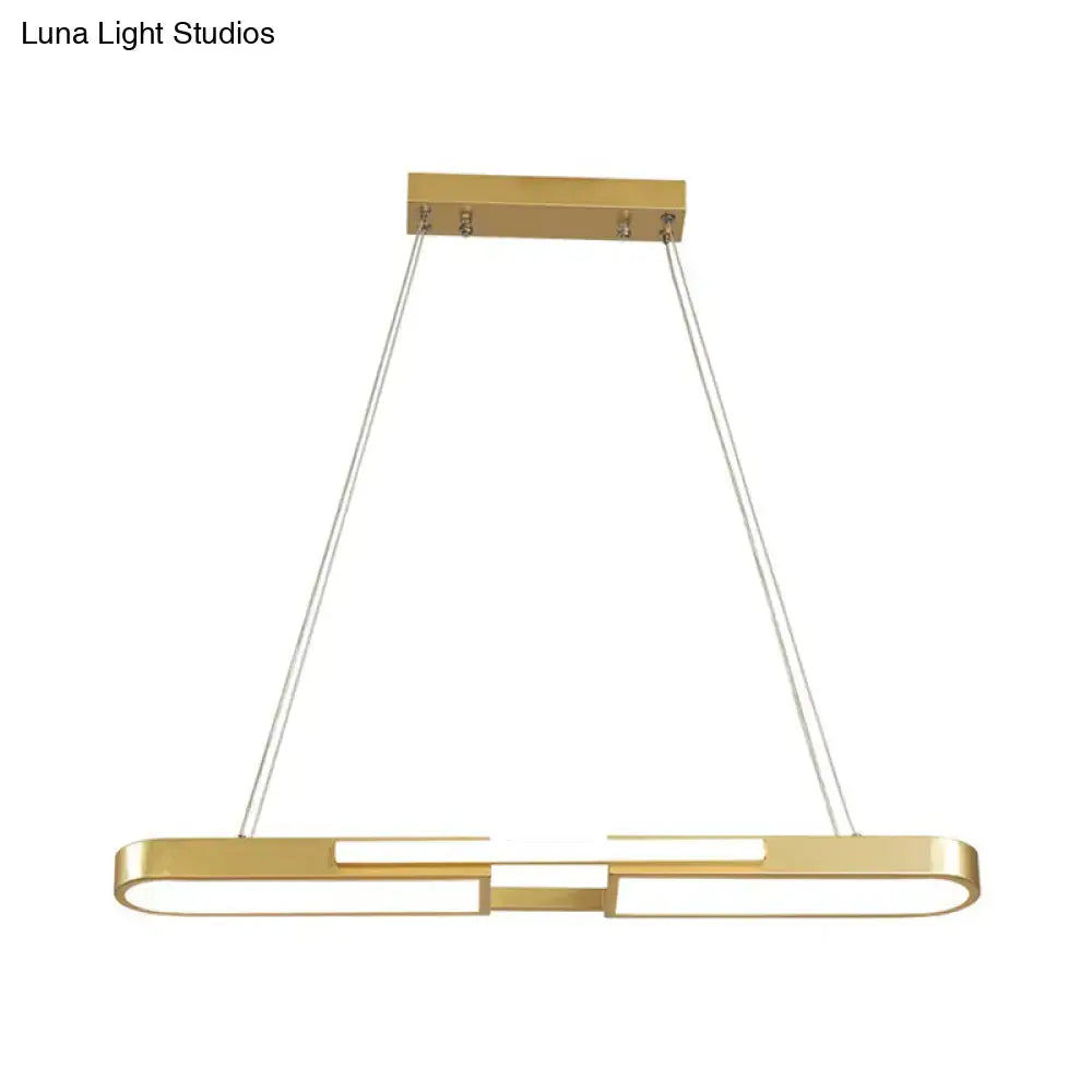 Gold-finished decorbites oblong acrylic pendant light with warm white led for dining room 110v-120v 220v-240v use