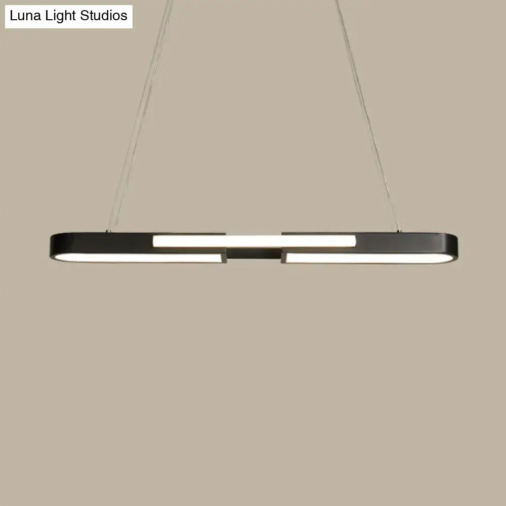 Modern black oblong acrylic pendant light with warm white led strips for dining room 110v-120v 220v-240v use