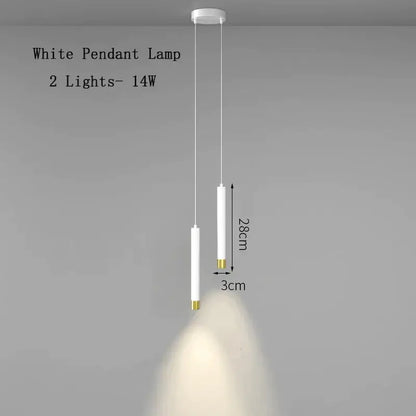 Minimalist white pendant lamp with gold accents featuring two cylindrical light fixtures for decorbites black pendant lamps