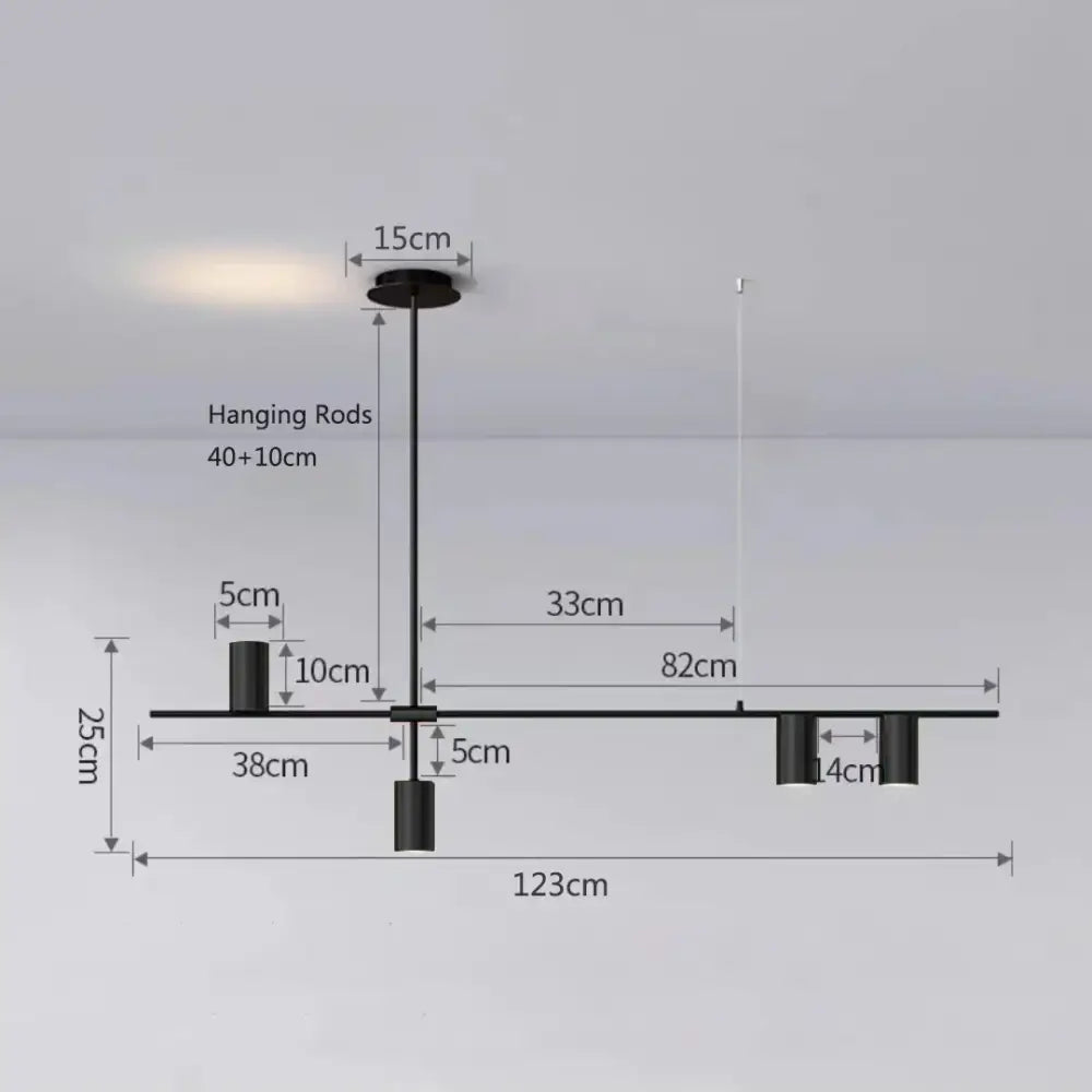 Modern black chandelier pendant light with sleek linear design and adjustable rods for kitchen island decorbites lighting