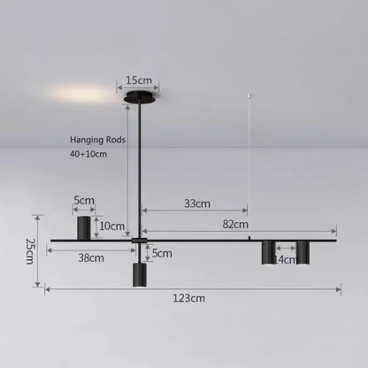 Modern black chandelier pendant light with sleek linear design and adjustable rods for kitchen island decorbites lighting