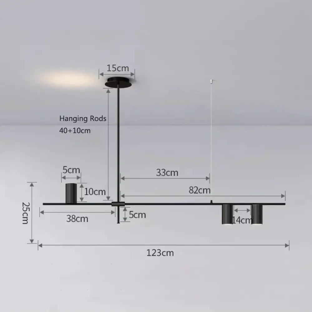Modern black chandelier pendant light with sleek linear design and adjustable hanging rods for kitchen island decorbites