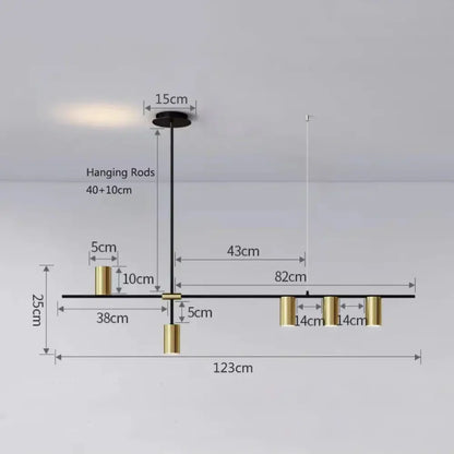 Modern black and gold pendant lights with a sleek rod and five cylindrical fixtures for kitchen island decorbites black chandelier