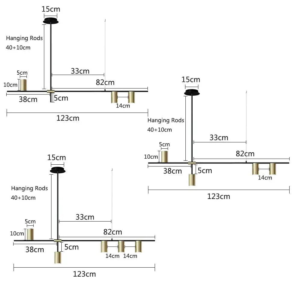 Modern black and gold pendant lights with brass rods and cylindrical fixtures for kitchen island decorbites black chandelier