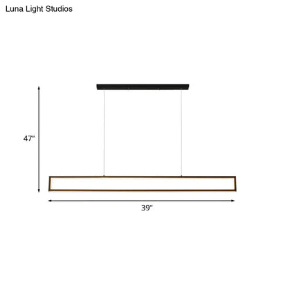 Modern black and gold rectangular led pendant light with sleek frame and warm metallic accents for dining room 110v-120v