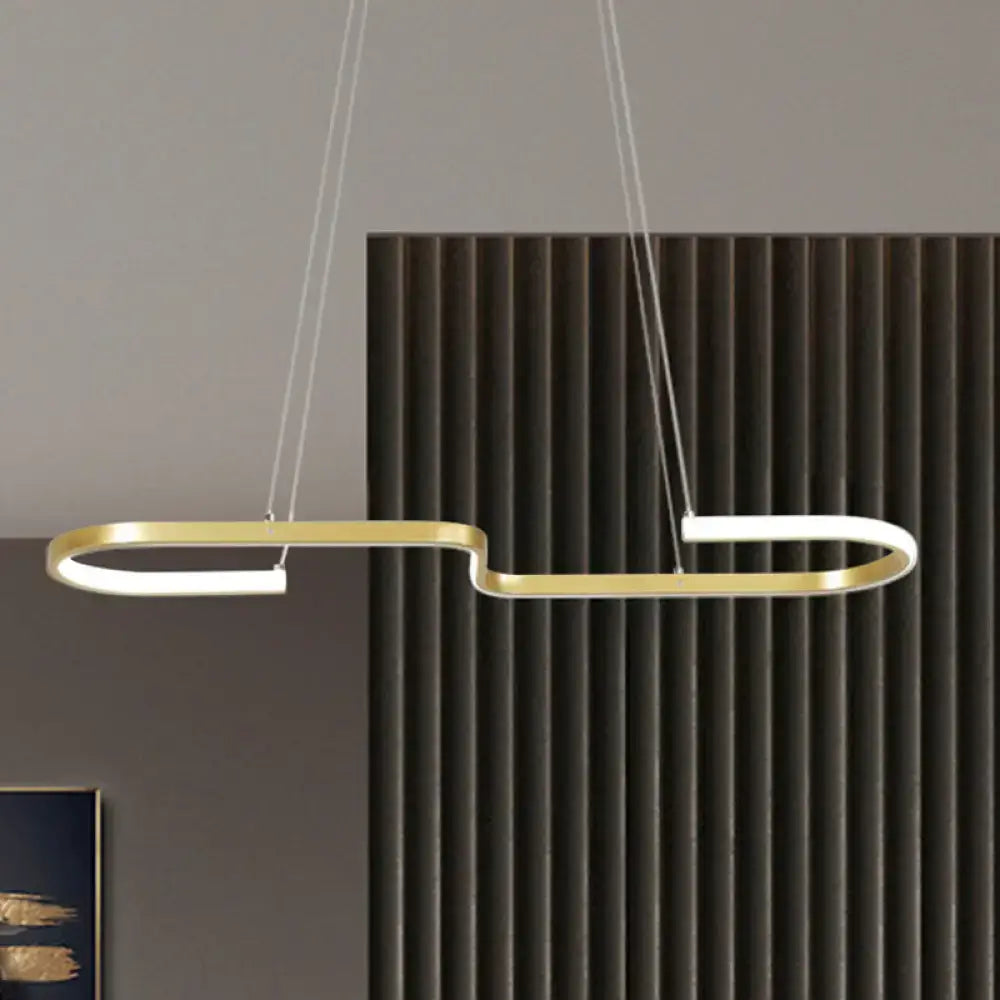 Modern black gold DecorBites chandelier lamp with sleek curved design and warm white LED for dining room pendant lighting