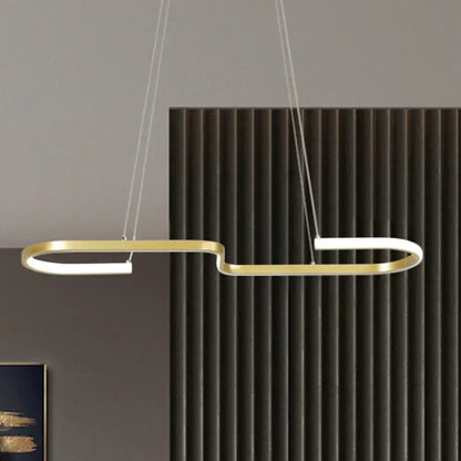 Modern black gold DecorBites chandelier lamp with sleek curved design and warm white LED for dining room pendant lighting