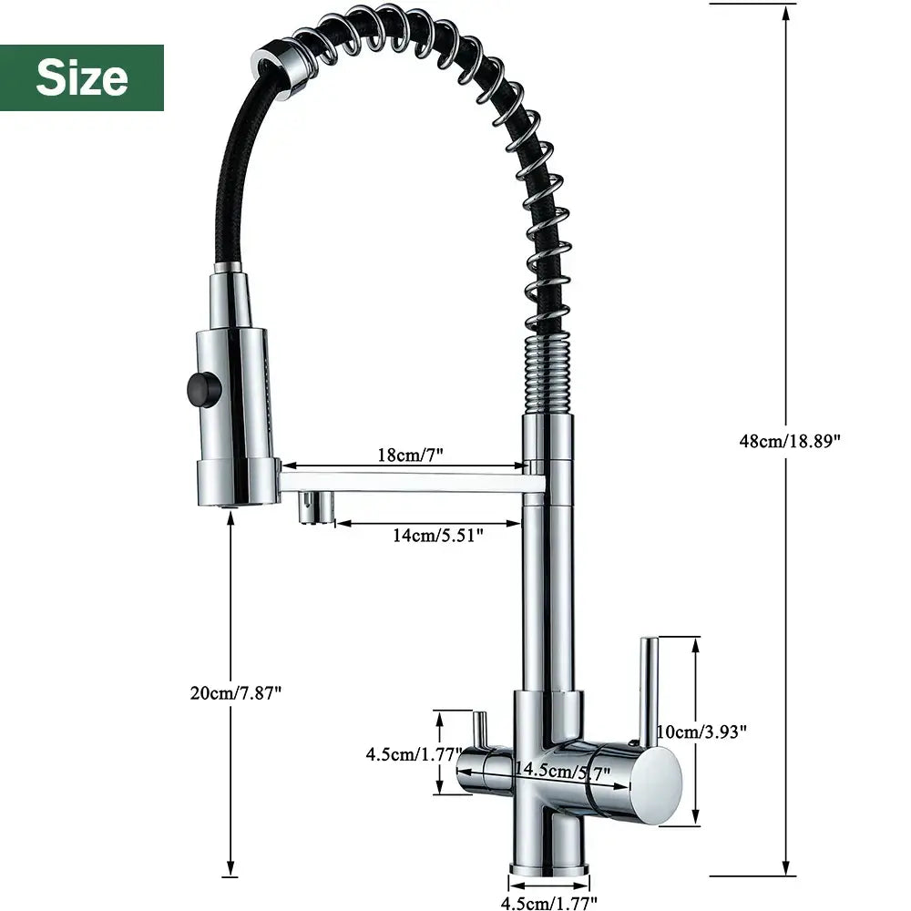 Modern black gold and silver water filter faucet kitchen flexible tap with chrome pull down drinking water filter hose decorbites black