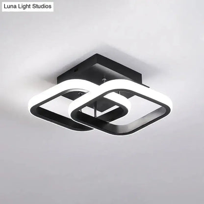Modern black and white led ceiling lamp with geometric interlocking squares for exceptional lighting efficiency round square moon