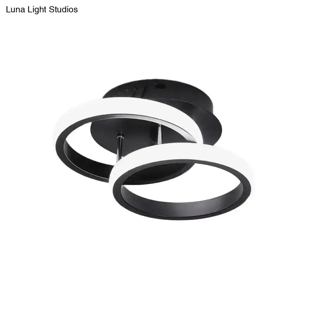 Modern black and white circular ceiling lamp with sleek overlapping rings offering exceptional lighting efficiency for corridors round square moon