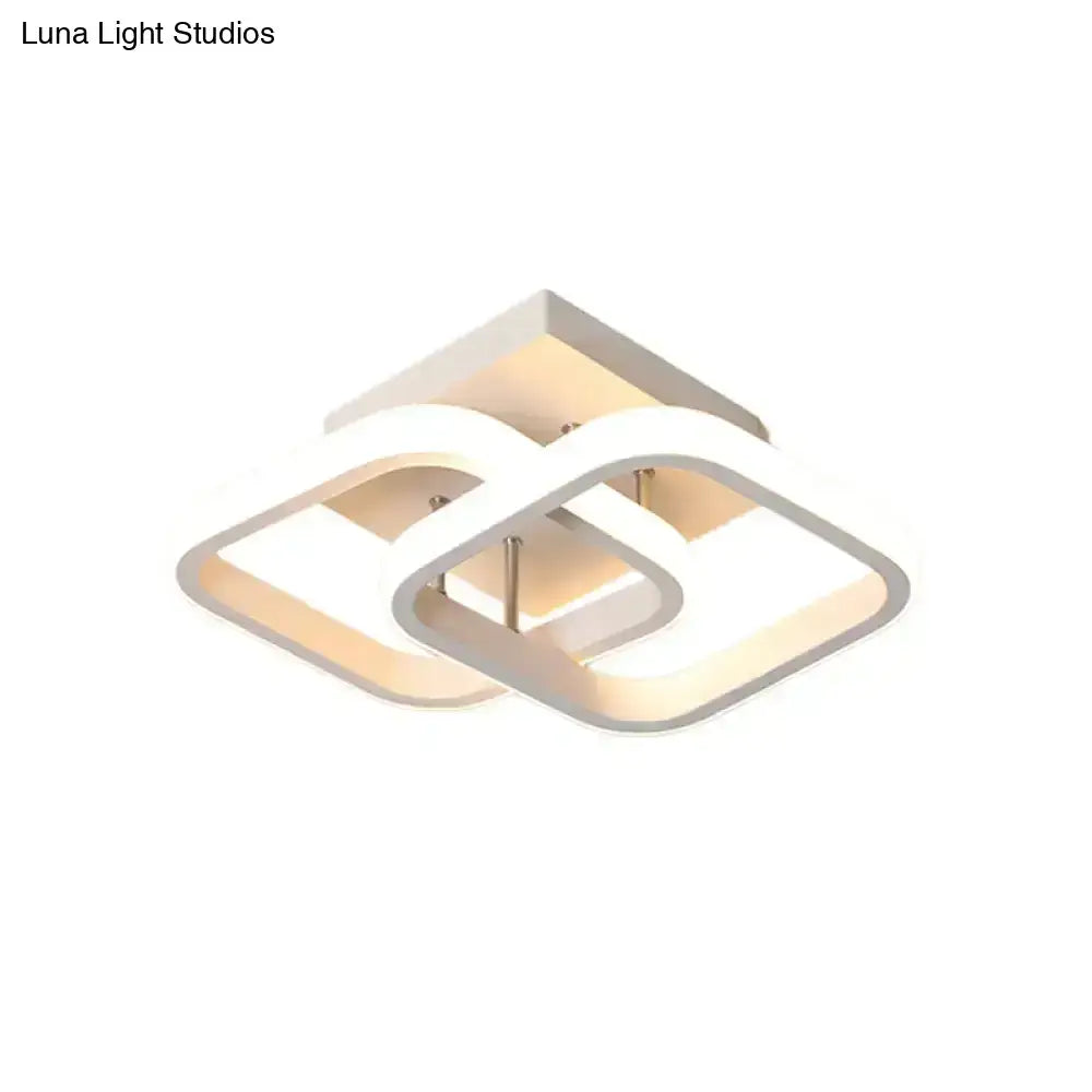 Modern black and gold spiral ceiling lamp with intersecting white led frames providing exceptional lighting efficiency for corridor round square moon designs