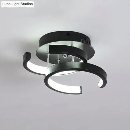 Modern black and silver spiral ceiling lamp with sleek curved arms for round square moon design and exceptional lighting efficiency