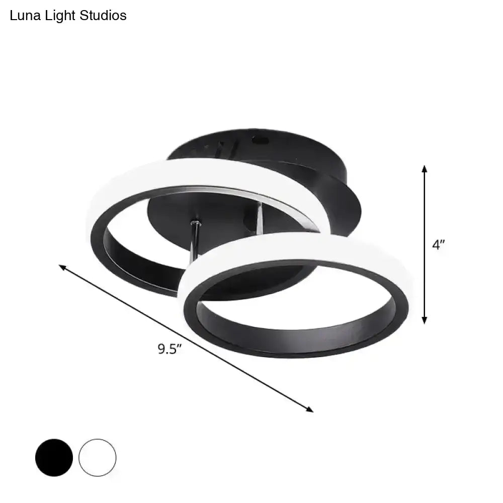 Modern black and white circular led ceiling lamp with sleek overlapping rings for exceptional lighting efficiency round square moon