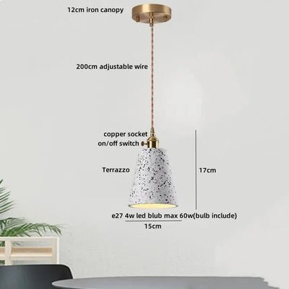 Modern black and gold terrazzo stone pendant lamp with white black terrazzo decorbites black terrazzo finish and brass canopy