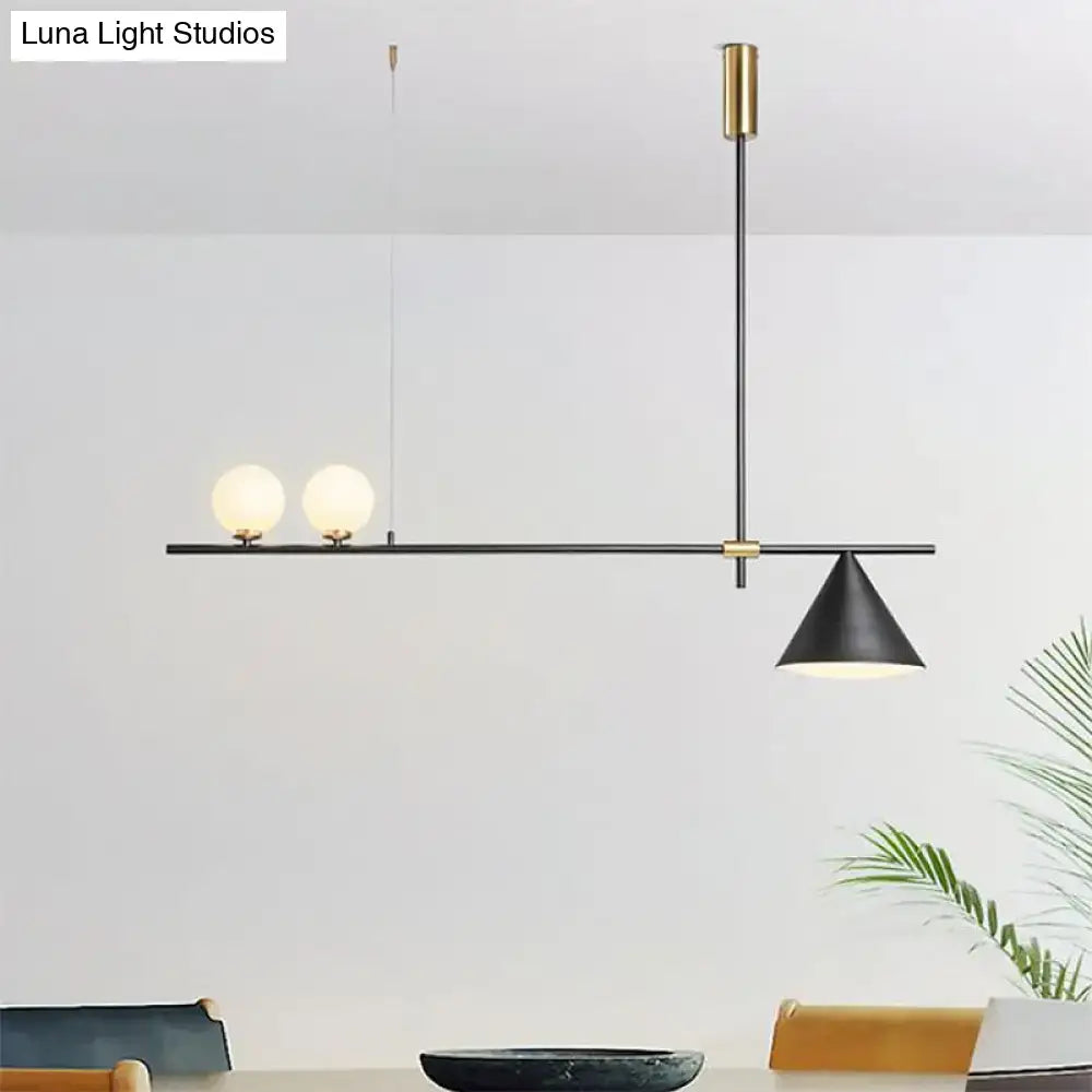 Decorbites™ contemporary black and brass metal linear chandelier with three lights ideal for islands 110-120v 220-240v