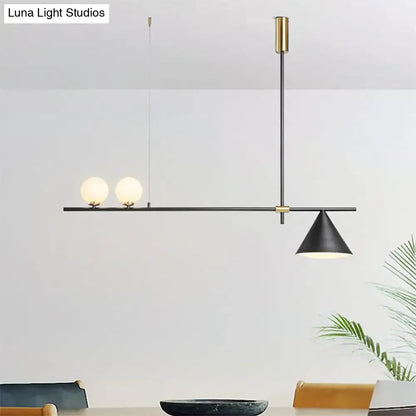 Decorbites™ contemporary black and brass metal linear chandelier with three lights ideal for islands 110-120v 220-240v