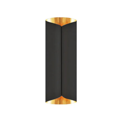 Modern black and gold twisted light fixture porch wall sconce with bulb base and gold finished edges