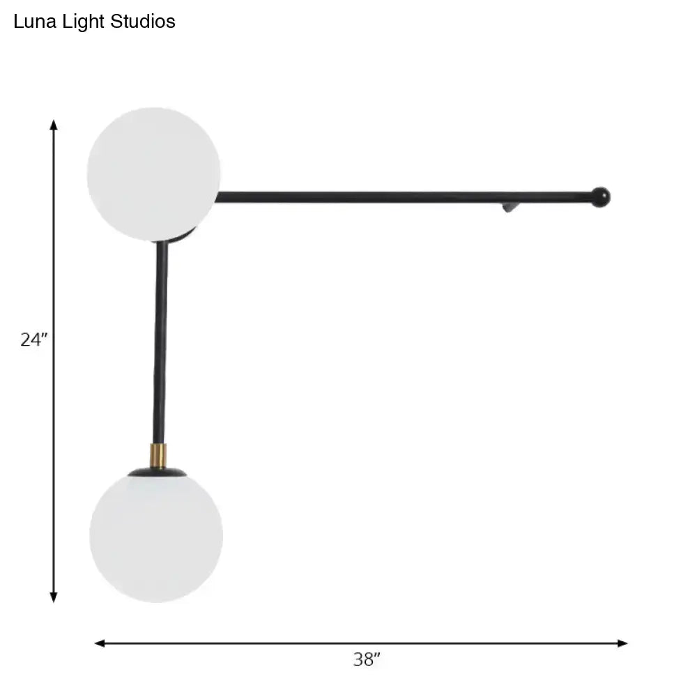 Modern black and brass wall lamp with direct wired electric and frosted glass shades for bedroom modern design