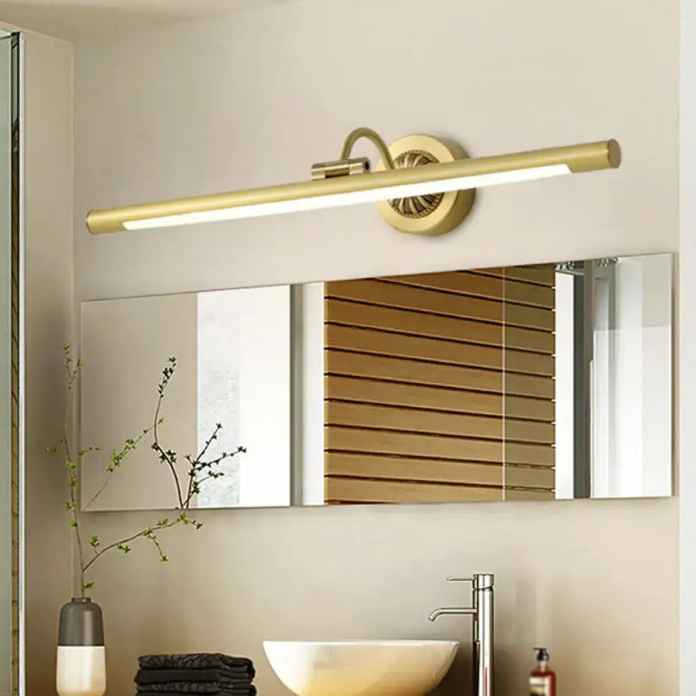 Gold-finished modern wall light fixture with integrated led strip for black and gold bedroom dressing table use