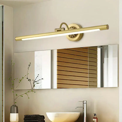 Gold-finished modern wall light fixture with integrated led strip for black and gold bedroom dressing table use